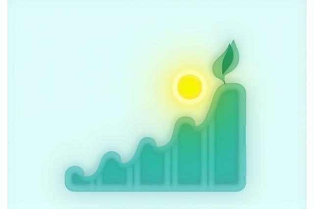 Chart showing energy savings with a leaf icon, symbolizing energy efficiency